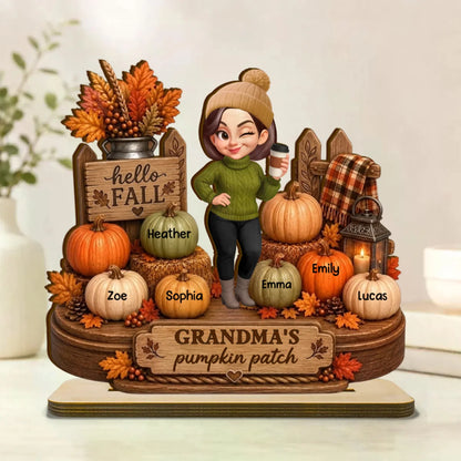 Personalized grandma pumpkin patch plaque with custom grandkids names for fall decor image 7