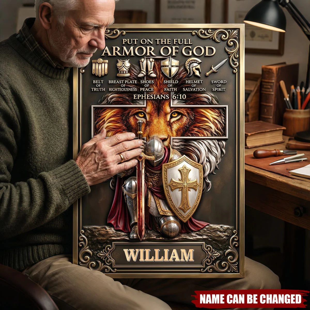 Custom Armor Of God Canvas Print personalization view for Dad