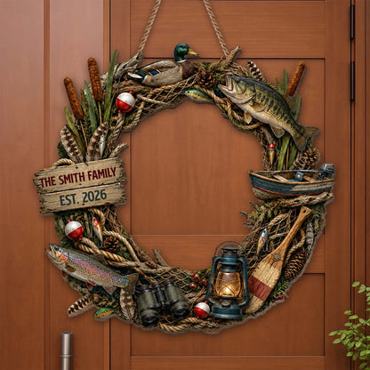 Our Family Fishing Personalized Wood Sign - Custom Lake House Gift for Fishing Lovers