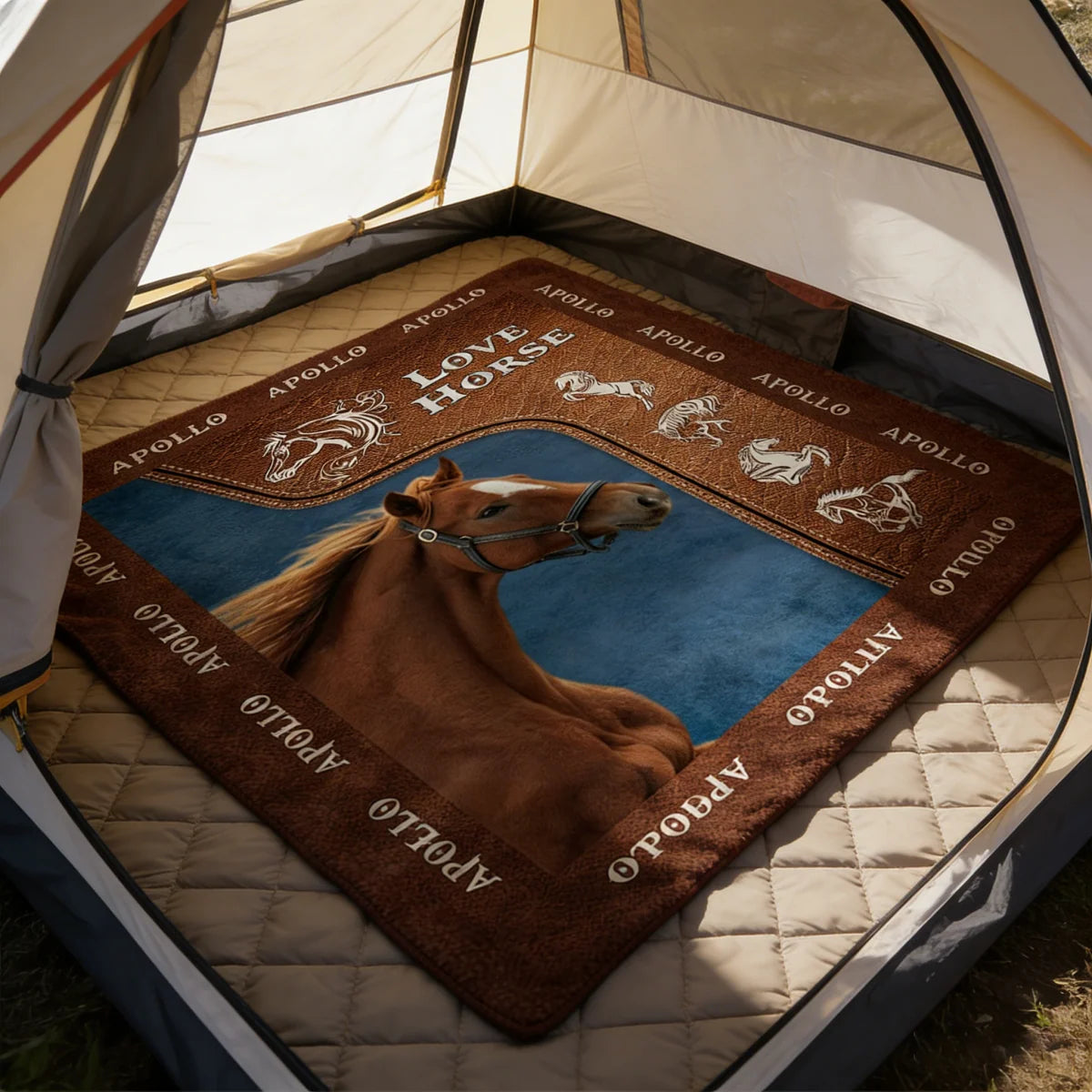 Love Horse Personalized Photo Blanket - Custom Equestrian Throw Gift for Horse Lovers
