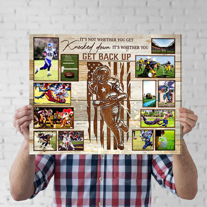 Canvas / Poster material and size view - Custom Football Player Photo Collage Canvas Poster