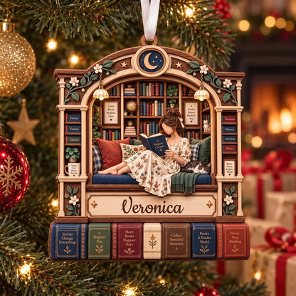 Just A Girl Who Loves Books Personalized Wooden Ornament - Holiday Keepsake for Bookworm