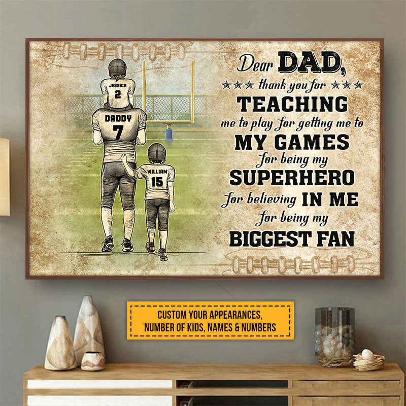 Custom Football Dad Canvas personalization view for Dad