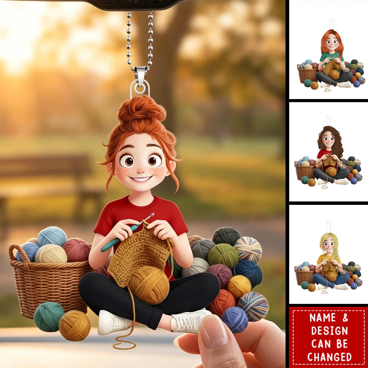 Personalized Crochet Girl Car Ornament for Best Friends with personalized design details for meaningful gifting