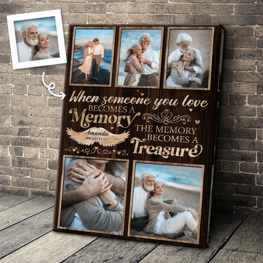 "When Someone You Love Becomes A Memory" Personalized Memorial Canvas / Poster - Custom Photo Loss Keepsake Gift for Family