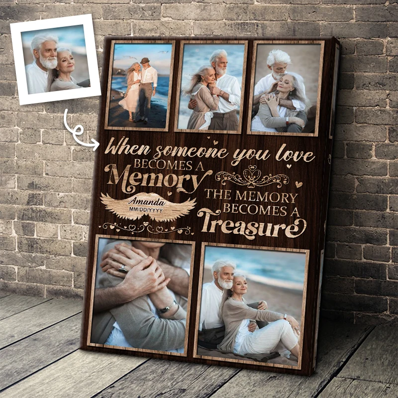 "When Someone You Love Becomes A Memory" Personalized Memorial Canvas / Poster - Custom Photo Loss Keepsake Gift for Family