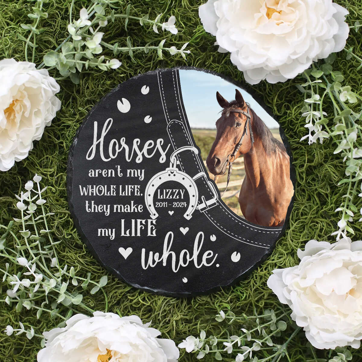 Personalized Horse Photo Memorial Stone - Custom Equestrian Loss Tribute Gift