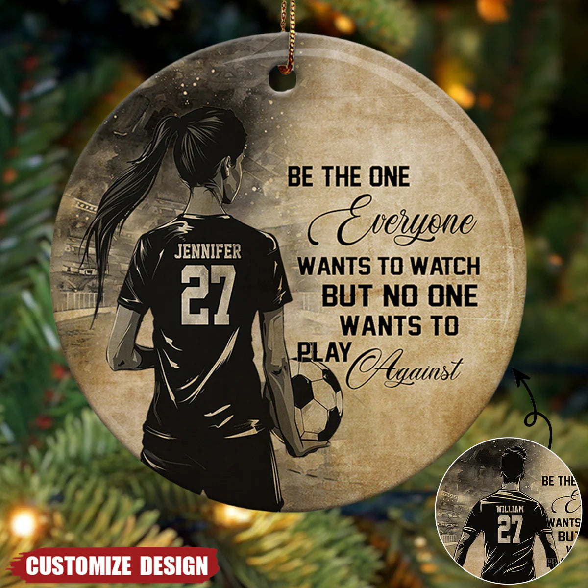 Personalized Soccer Ornament personalization view for Son/Grandson
