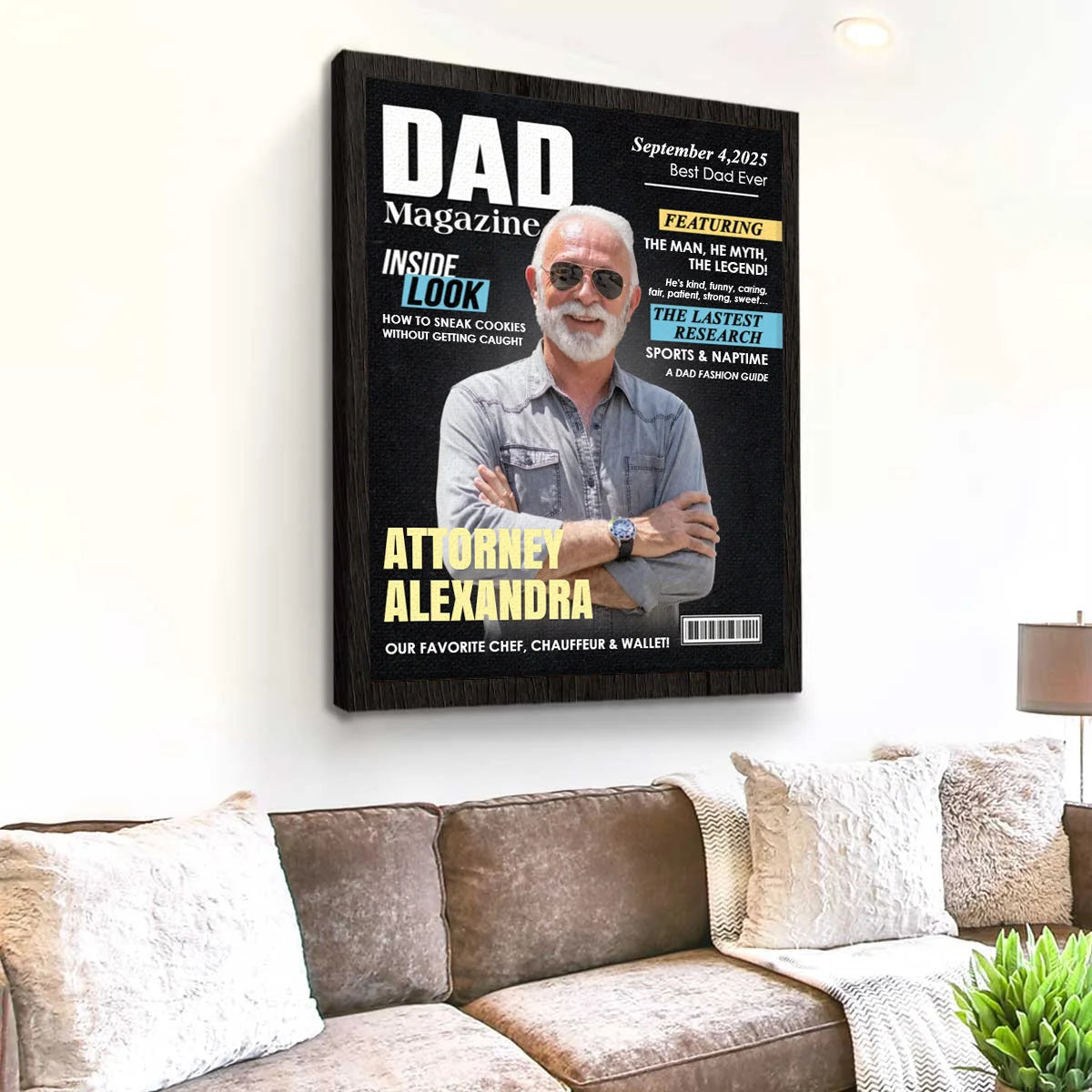 Dad Magazine Cover Personalized Canvas / Poster - Custom Photo Wall Art Gift for Dad