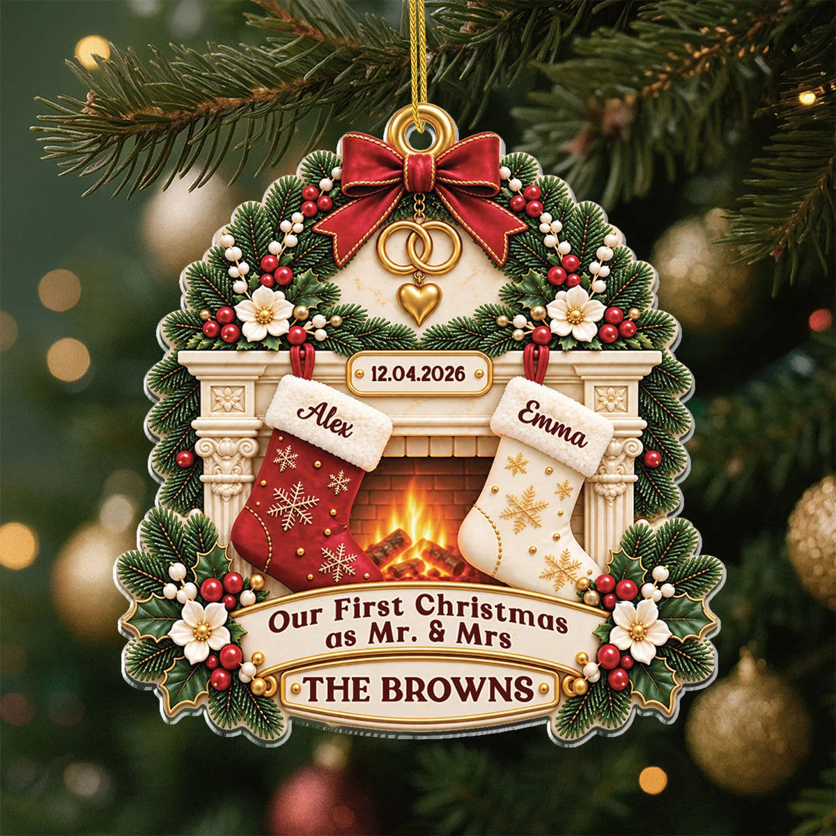 Our First Christmas as Mr. & Mrs. - Personalized Acrylic Ornament for Couples