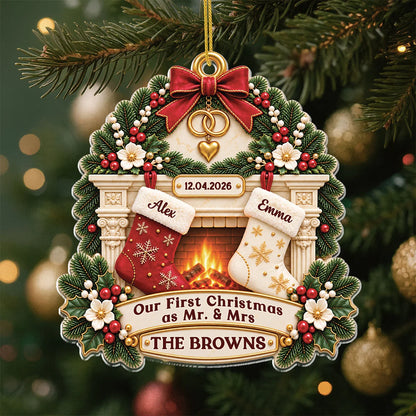 Our First Christmas as Mr. & Mrs. - Personalized Acrylic Ornament for Couples