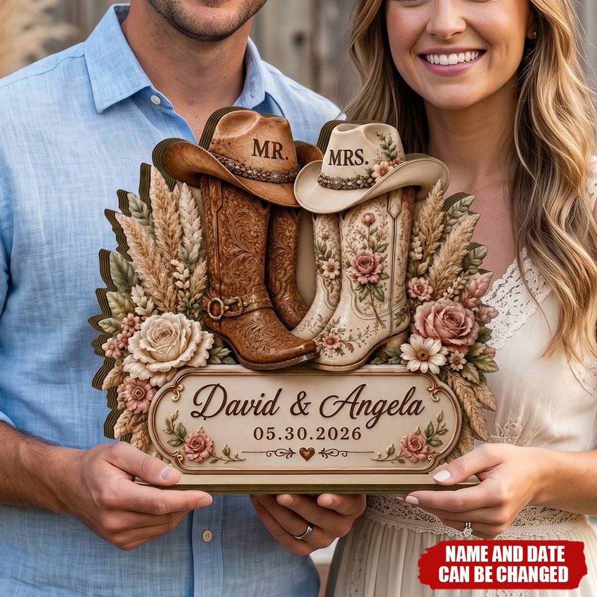 Plaque material and size view - Personalized Wedding Plaque