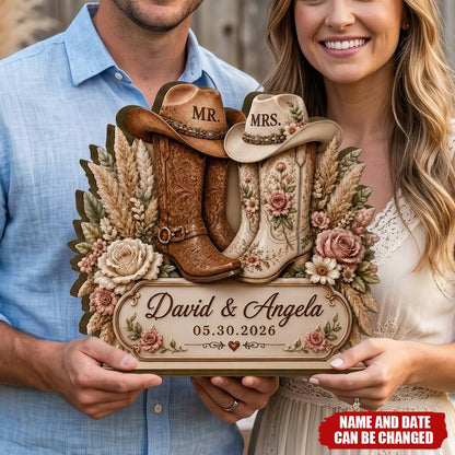 Plaque material and size view - Personalized Wedding Plaque