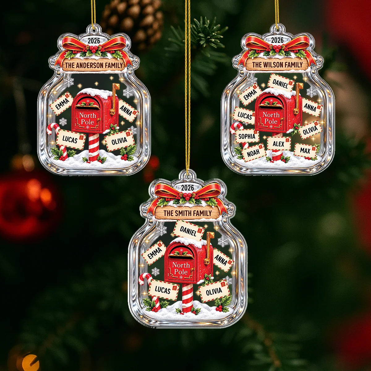 North Pole Mailbox Personalized Acrylic Ornament - Christmas Holiday Keepsake for Family