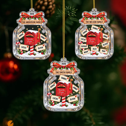 North Pole Mailbox Personalized Acrylic Ornament - Christmas Holiday Keepsake for Family