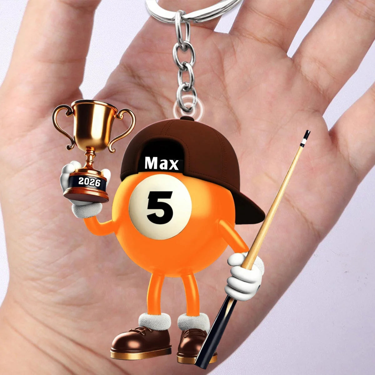 Custom Name Billiard Keychain - Personalized Pool Player Keepsake Gift for Cue Sports Fans