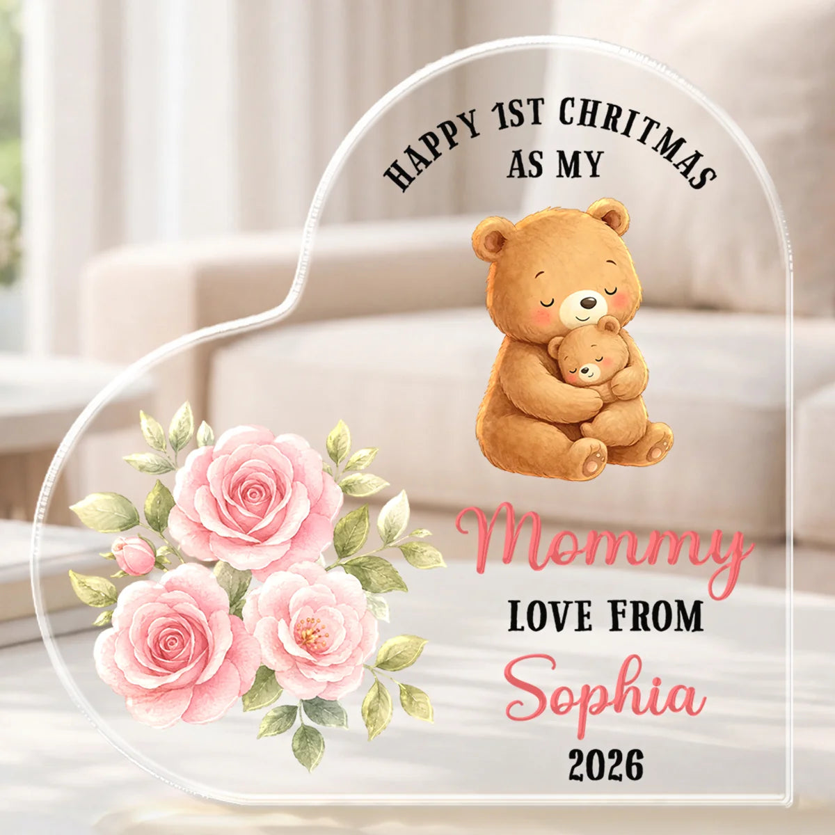 Happy 1st Christmas As My Mommy - Personalized Acrylic Plaque Custom Keepsake Gift for New Mom