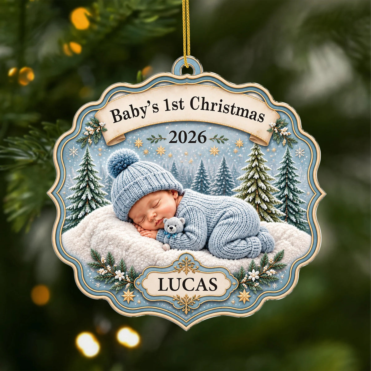 Baby's 1st Christmas Personalized Acrylic Ornament - Custom Newborn Keepsake Gift