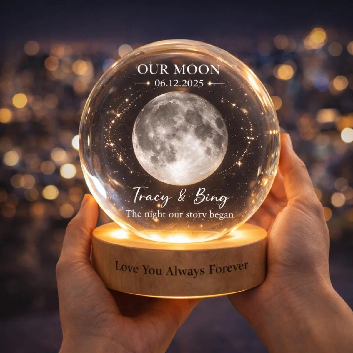 Night Light material and size view - Custom Moon Phase Night Light