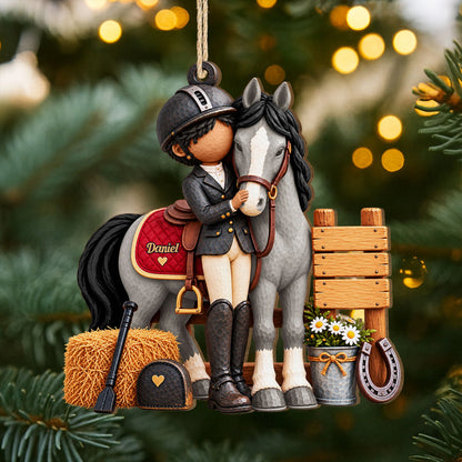 Ride Dream Roam Custom Name Wooden Horse Ornament - Personalized Equestrian Christmas Birthday Gift for Horse Lover, Daughter