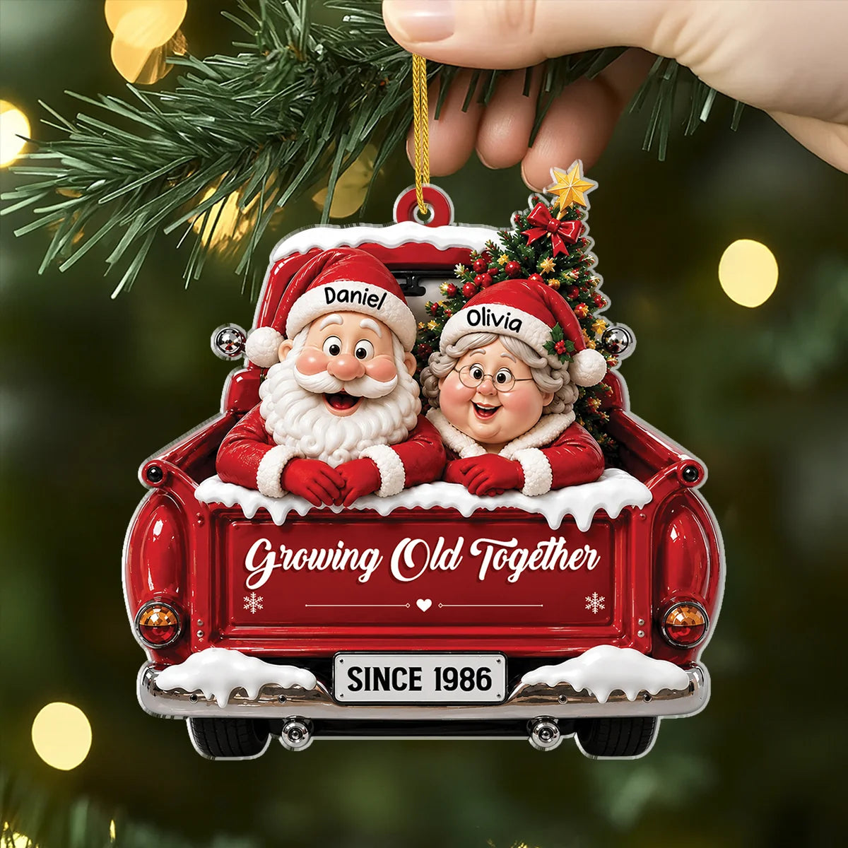 Annoying Each Other Since - Personalized Santa Couple Truck Acrylic Ornament for Couples