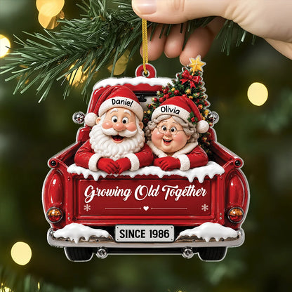 Annoying Each Other Since - Personalized Santa Couple Truck Acrylic Ornament for Couples