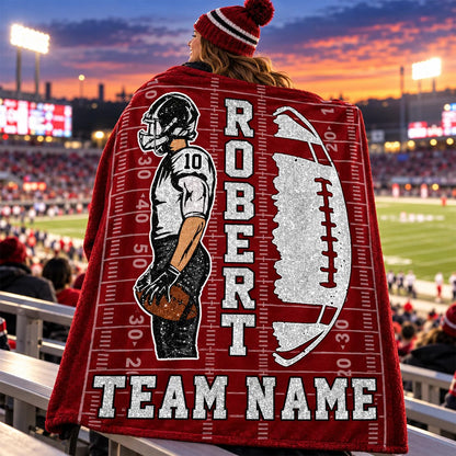 Personalized American Football Blanket - Matching Football Player Blanket - Custom Football Team NA04 Hv01 KL07