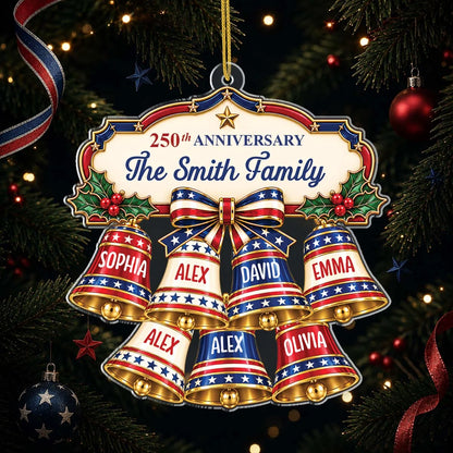 250th Anniversary Custom Names Family Bells Acrylic Ornament - Personalized Christmas Keepsake Gift for Family