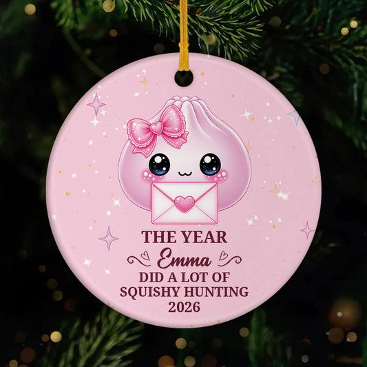 "Squishy Hunting" Personalized Ceramic Ornament - Custom Dumpling Christmas Gift for Kids