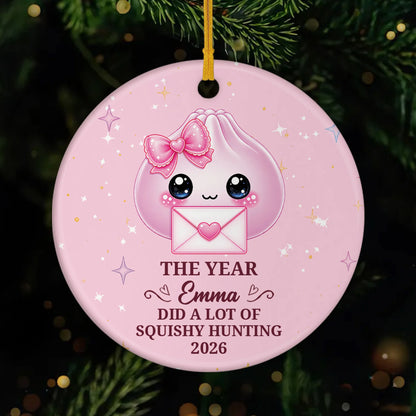 "Squishy Hunting" Personalized Ceramic Ornament - Custom Dumpling Christmas Gift for Kids