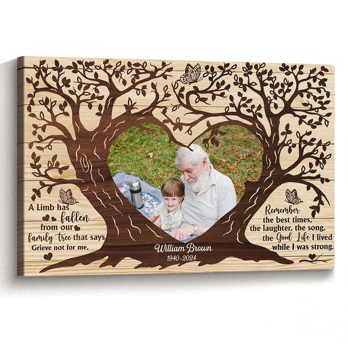 A Limb Has Fallen Personalized Memorial Canvas / Poster - Custom Loss Keepsake Wall Art for Family