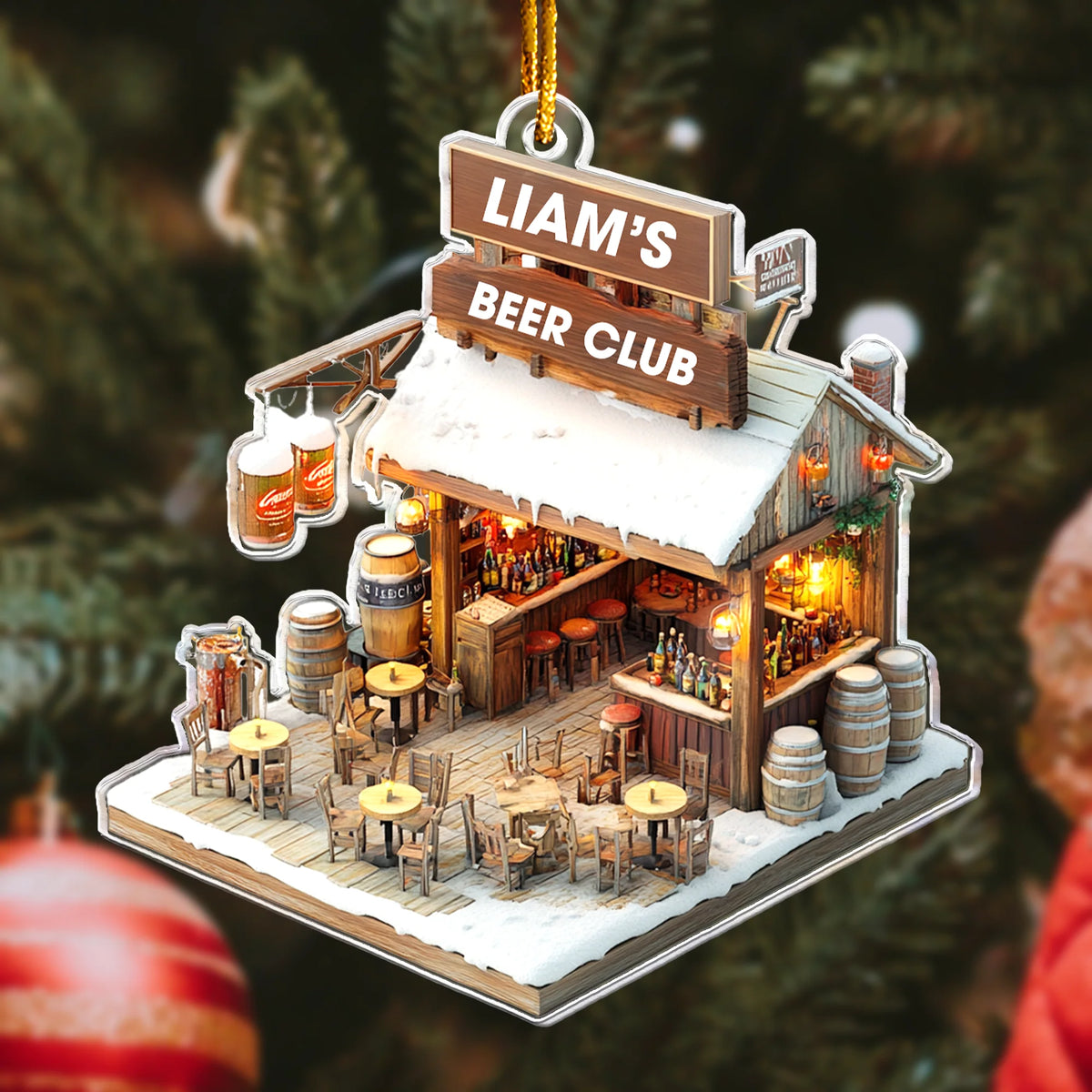 Beer Club Personalized Acrylic Ornament - Custom Pub Keepsake Gift for Craft Beer Lovers