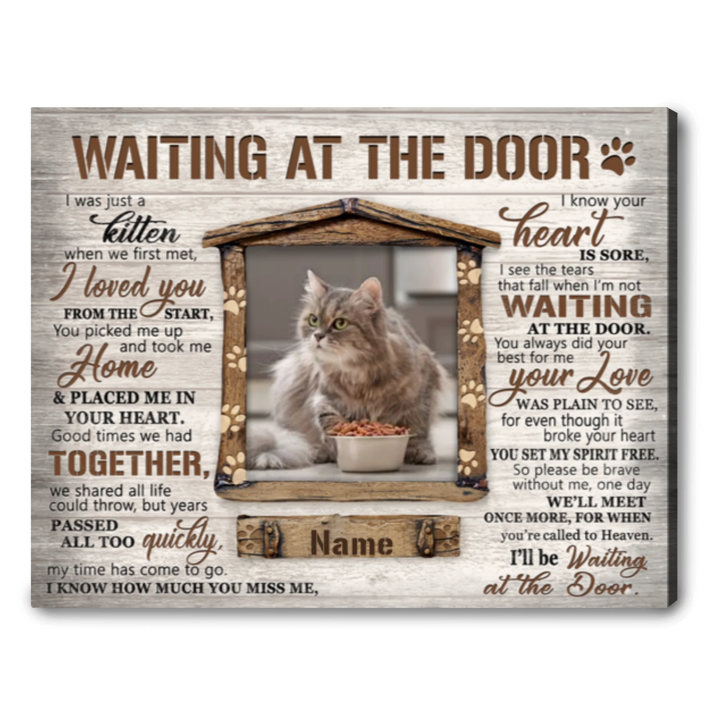Waiting at the Door Personalized Cat Memorial Canvas / Poster - Loss of Cat Sympathy Gift