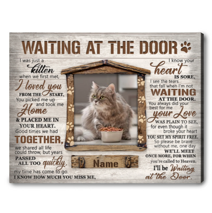 Waiting at the Door Personalized Cat Memorial Canvas / Poster - Loss of Cat Sympathy Gift