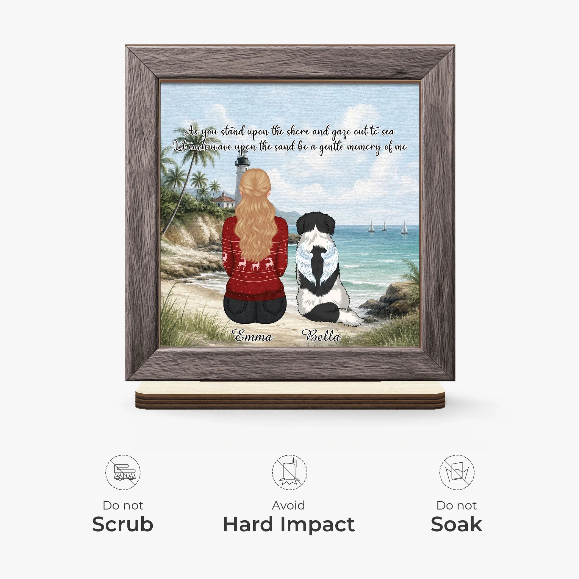 "As You Stand Upon The Shore" Seaside Dog Memorial - Personalized Wooden Plaque Gift