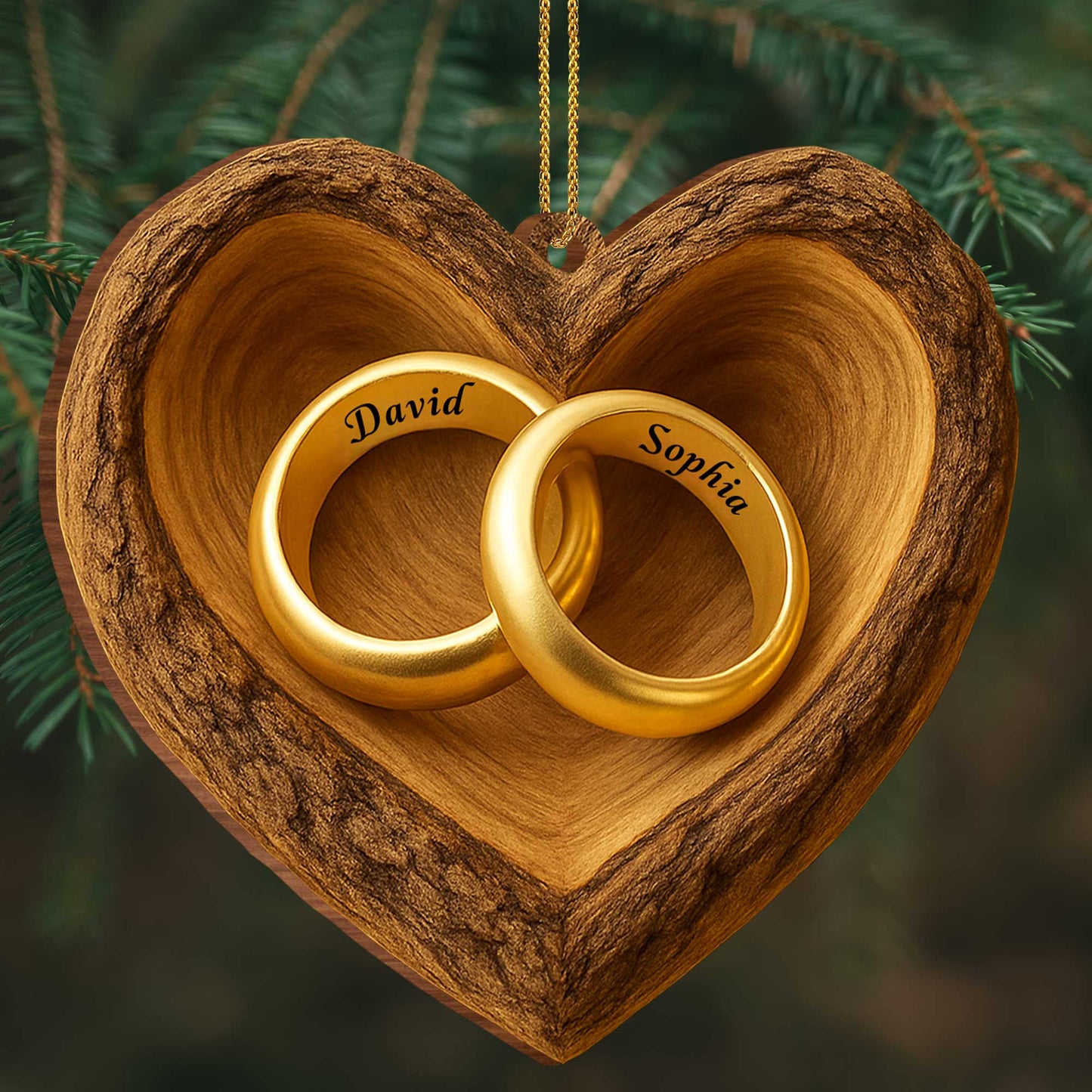 Wooden Ornament material and size view - Personalized Anniversary Wood Ornament