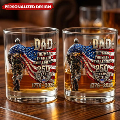 Personalized Patriot Dad Whiskey Glass personalization view for Dad