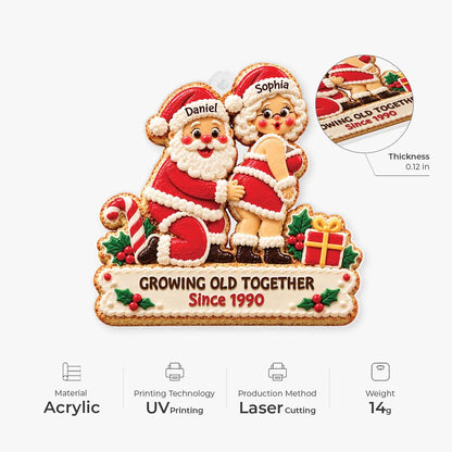 Growing Old Together Personalized Acrylic Ornament - Couples Santa Holiday Keepsake