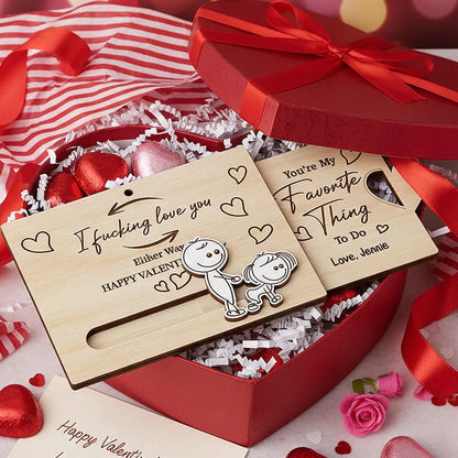 I Fucking Love You Personalized Sliding Wooden Ornament - Romantic Gift for Couples