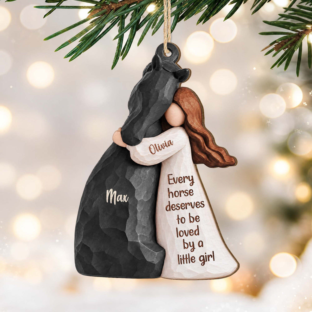Just A Girl Who Loves Horses Personalized Wooden Ornament - Christmas Keepsake for Daughter