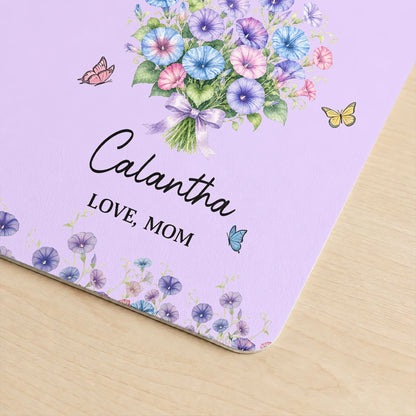 Doormat material and size view - Personalized Birth Flower Desk Mat