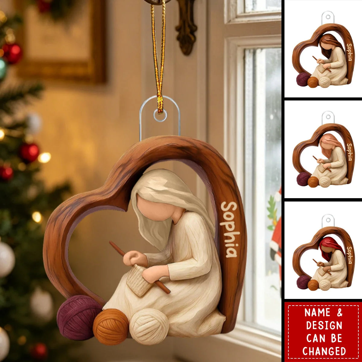 Just A Girl Who Loves Knitting Acrylic Ornament - Personalized Knitting Lovers Gift Keepsake