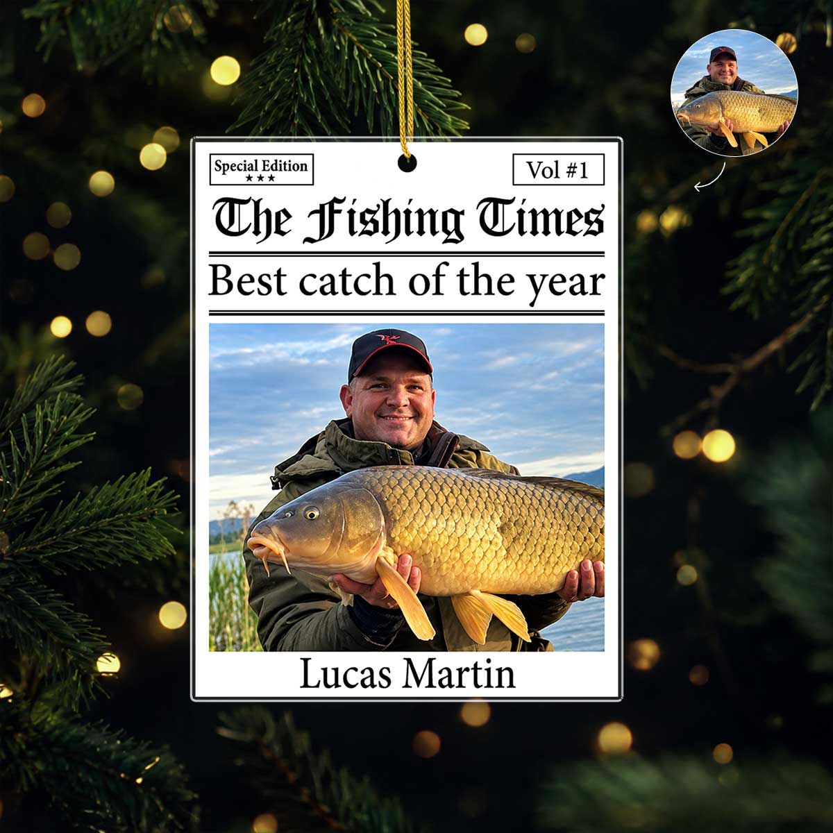 Best Catch Of The Year Personalized Acrylic Ornament - Custom Fishing Gifts for Dad