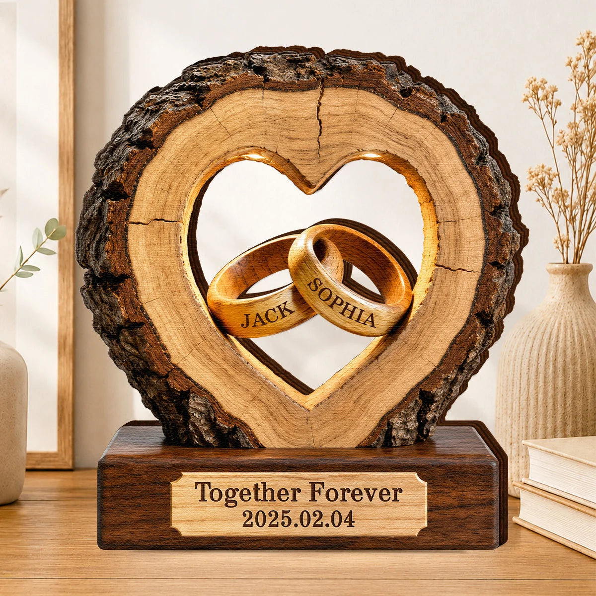 Together Forever Personalized Wooden Block - Custom Keepsake for Couples’ Anniversary