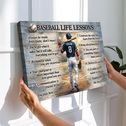 Custom Baseball Life Lessons Canvas personalization view for Dad