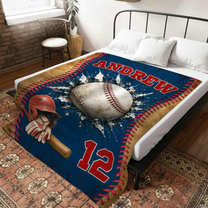 Blanket material and size view - Personalized Baseball Blanket