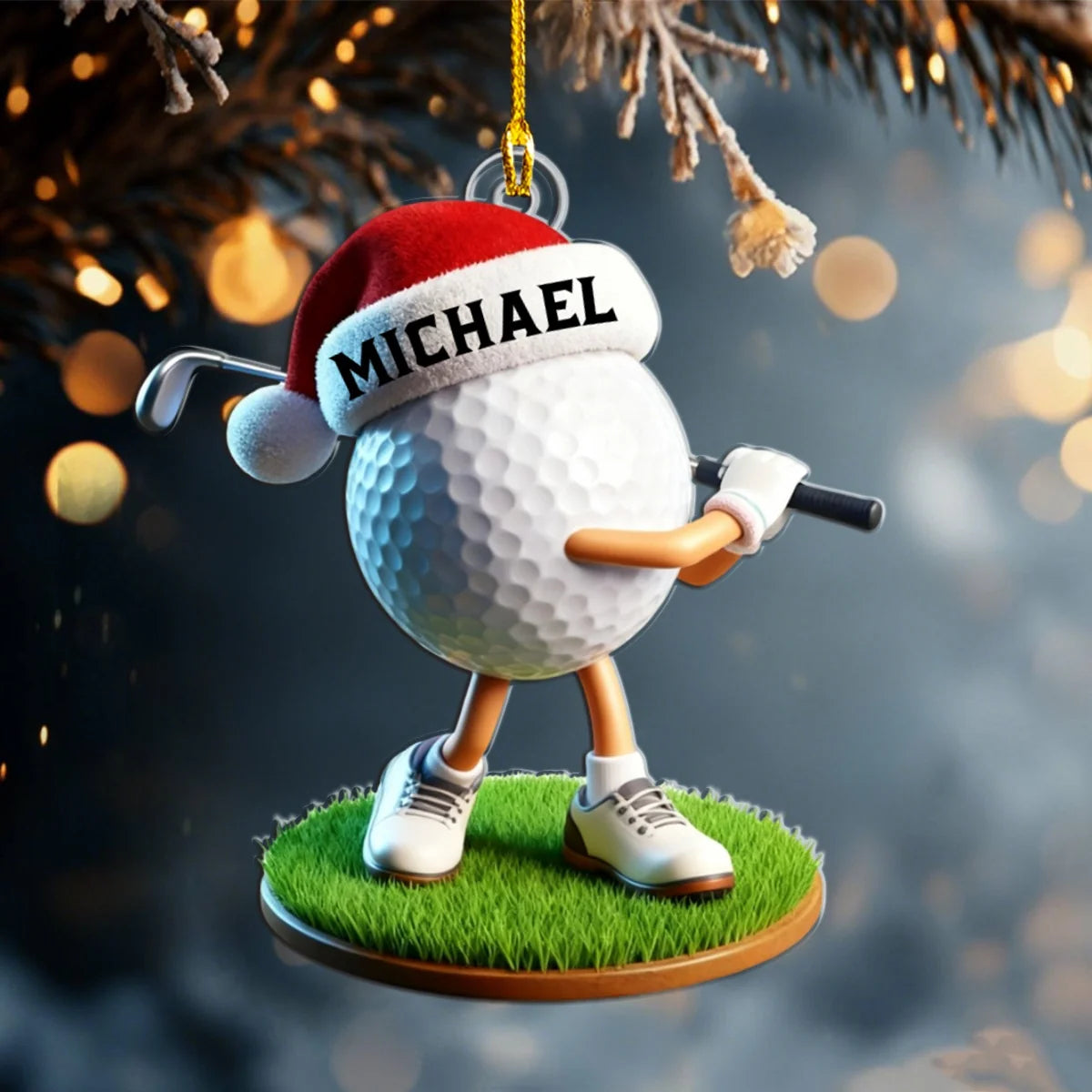 Custom Name Golf Ornament - Personalized Christmas Keepsake Gift for Golfers