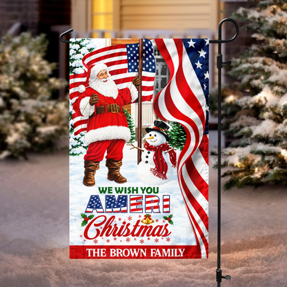 We Wish You Ameri Christmas Personalized Garden Flag - Custom Outdoor Decor for Family