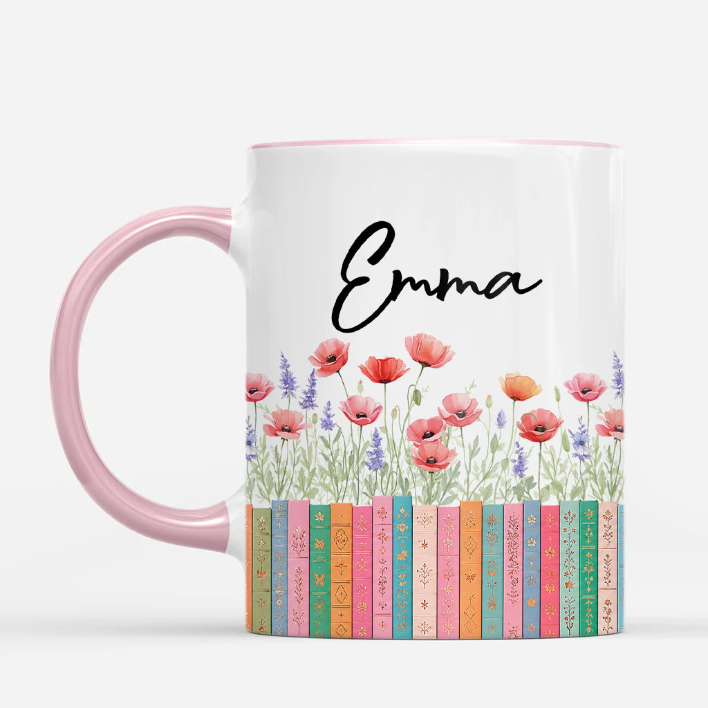 Custom Birth Month Flower Bookshelf Mug for Mom with personalized design details for meaningful gifting