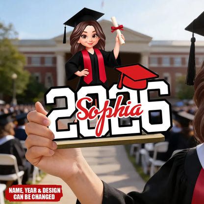 Plaque material and size view - Custom Graduation Wooden Plaque